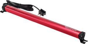 Red 18-inch Hornady Dehumidifier Rod HD with heat-dispersing fins and power cord for gun safes