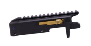 True Precision TP/22 receiver set with black anodized aluminum receiver and gold bolt
