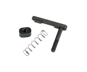 White Label Armory WLA-LOW-1010-01 AR15 magazine catch kit with black steel catch, spring, and button