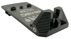Cross Armory dovetail to RMSc mount adapter in black nitride with green fiber-optic front sight