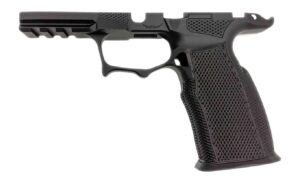 Icarus Precision A.C.E. 365 X-Macro black aluminum grip module with diamond texture and flared magwell