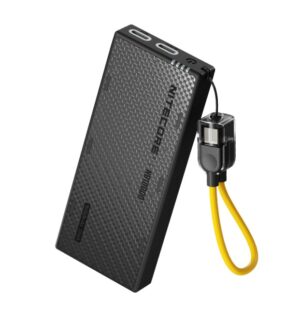 Nitecore NB10000 Gen4 black carbon fiber power bank with dual USB-C ports