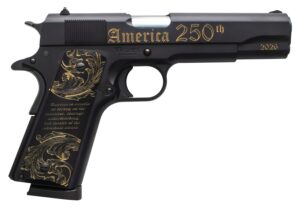 Tisas 1911 America's 250th 45 ACP pistol in black with gold engraving