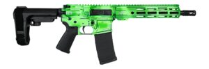 Shark Coast Tactical Anime-15 Green AR pistol with cell-shaded Cerakote and SBA3 brace