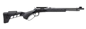 Savage Revel Tactical 22 LR lever action rifle with black MDT stock and threaded barrel