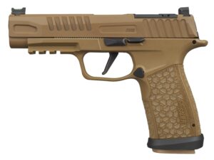 Sig Sauer P365 Fuse 9mm pistol with coyote Cerakote slide and tan grip