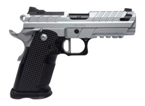 Fusion Firearms XP 3C chrome 9mm compact 1911 pistol with black aluminum grip