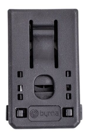 Byrna Level II Holster Belt Clip adapter in black polymer with adjustable central mounting screw