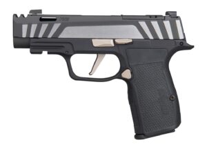 Sig Sauer P365 AXG Equinox 9mm pistol with two-tone Equinox polished slide and black G10 grip