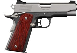 Kimber Pro CDP two-tone 1911 pistol with satin silver slide and rosewood grips