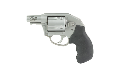 Charter Arms Boomer 9mm stainless snub nose revolver with black rubber grip