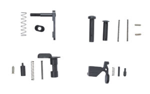 Noveske AR-15 lower parts kit with black Mil-Spec pins, springs, and selector, no trigger or grip
