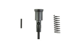 Black anodized Noveske marked round forward assist kit with pawl spring and pin for AR-15