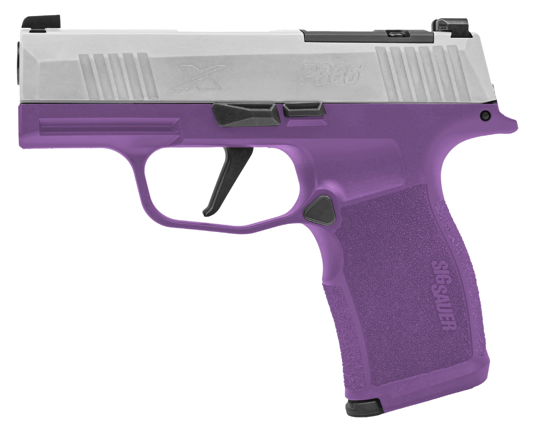SIG SAUER P365X 9mm pistol with purple grip module and black slide