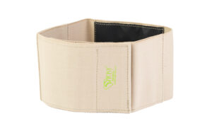 Sticky Holsters Guard-Her Belt in tan, a large elastic thigh holster band with accessory pouches