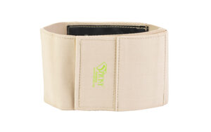 Sticky Guard-Her-Belt Small tan thigh holster band with elastic strap and accessory pouches