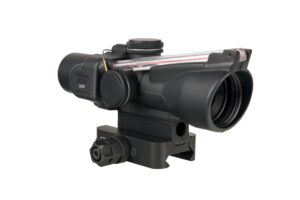 Trijicon 2x20 Compact ACOG with Red .223 RTR reticle mounted on black Q-LOC mount