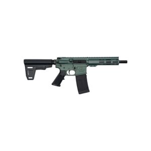 GLFA .223 Wylde braced AR pistol with charcoal green Cerakote finish and M-LOK handguard
