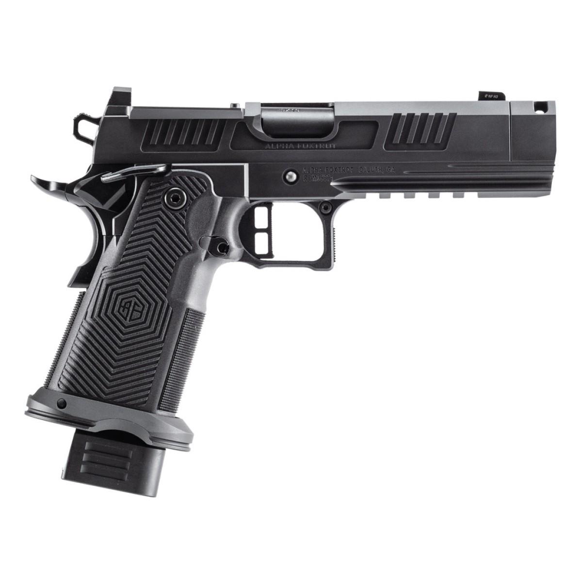 Alpha Foxtrot AF1911 Romulus 9mm pistol with black DLC finish and compensated bull barrel