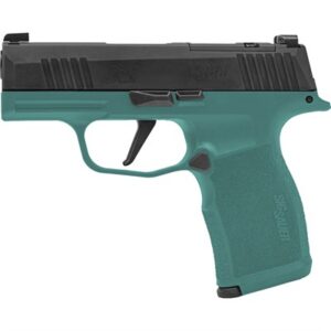 Sig Sauer P365X Bama Breeze 9mm pistol with black slide and teal grip