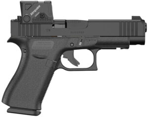 Glock 48 MOS 9mm pistol in black with factory-installed Aimpoint COA red dot optic