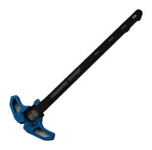 Armaspec Victory ambidextrous AR-10 charging handle with blue anodized latches and 7075 aluminum body