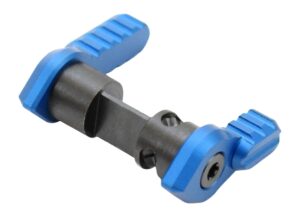 Armaspec SFT 45/90 ambidextrous AR safety selector with blue anodized aluminum levers and steel core
