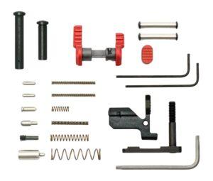 Armaspec ARM150-RED AR10 Gun Builder's Kit with stainless steel parts and red anodized accents