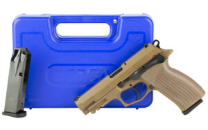 Bersa TPR9 FDE 9mm full-size pistol with Flat Dark Earth serrated slide and Picatinny rail