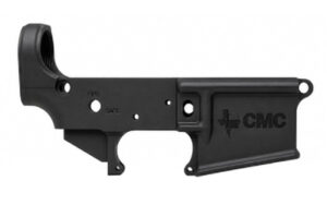 CMC Triggers AR-15 stripped lower receiver in black anodized forged 7075-T6 aluminum, side profile