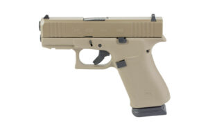 GLOCK 43X Rail 9mm pistol in Flat Dark Earth Cerakote with slim frame and front accessory rail