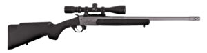 Traditions Outfitter G3 Takedown .45-70 rifle with stainless Cerakote barrel, black synthetic stock, and mounted 3-9x40 scope