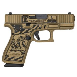 Glock 19 V-Series Spirit of '76 9mm pistol with custom engraved Cerakote slide and RMR optic cut
